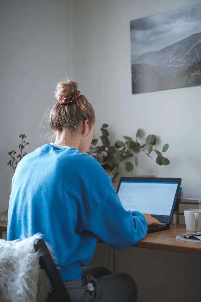 Woman working from home